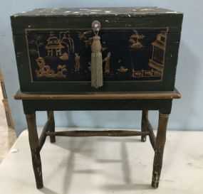 Decorative Oriental Hand Painted Box with Stand