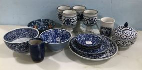 Group of Blue and White Pottery Pieces