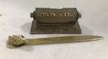 Vintage Park Sherman Co. Brass Calendar and Brass Letter Opener