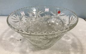 Pressed Glass Punch Bowl with Cups