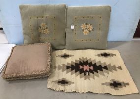 Group of Pillows and Prayer Rug