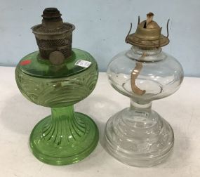 Two Glass Oil Lamps