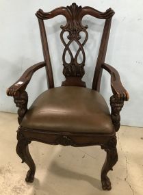 Antique Reproduction Claw Foot Cherry Arm Chair