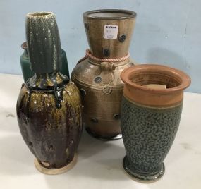 Four Hand Made Pottery Vases