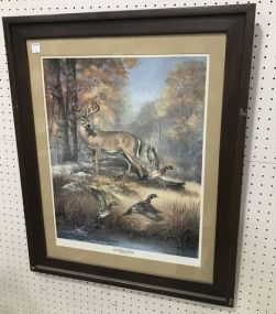 1987 Mississippi Ducks Unlimited Print Fur, Feathers, and Fall by Linda Picken