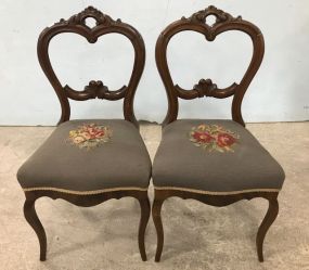 Pair of Heart Shaped French Style Side Chairs