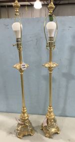 Pair of Gold Gilt Tole Lamps