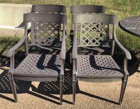 Four Metal Patio Arm Chairs