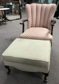 Queen Anne Style Arm Chair and Ottoman