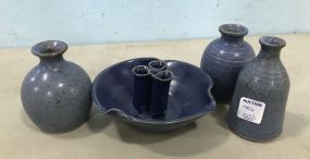 Four Signed Hand Made Pottery Pieces