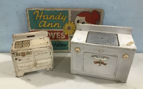 Vintage Child's Kitchen Toys and Handy Ann Gloves Sign
