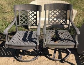 Two Metal Arm Patio Chairs