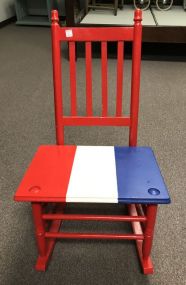 Red, White, Blue Painted Rocking Chair