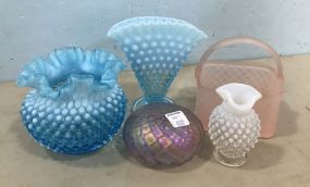 Hobnail and Art Glass Pieces