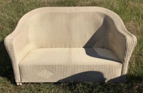 White Rattan Settee