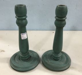 Pair of Painted Candle Sticks by Rachel Womack