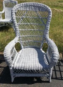 White Wicker Arm Chair