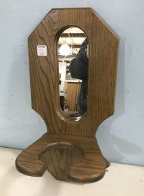 Oak Mirrored Wall Lantern Holder