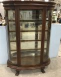 Antique Oak Curved Glass China Cabinet