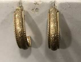 Marked 14K Gold Half Hoop Earrings