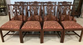Eight Maitland Smith Chippendale Antique Reproduction Dining Chairs