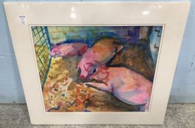 Emelie Hebert Watercolor of Pigs