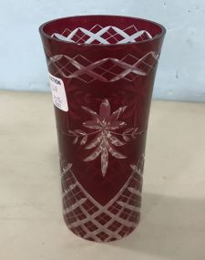 Bohemian Red Cut to Clear Candle Shade