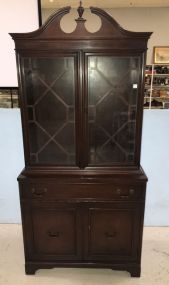 Vintage Chippendale Style Mahogany China Cabinet