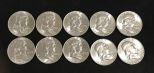 Ten Uncirculated Franklin Half Dollars