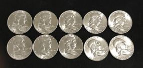 Ten Uncirculated Franklin Half Dollars