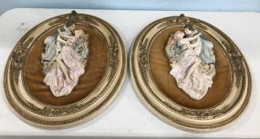 Pair of Porcelain Gent and Lady Oval Wall Plaques