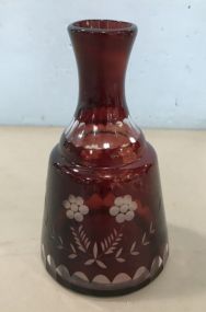 Bohemian Red Cut to Clear Vase
