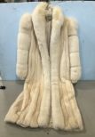 Full Length White Mink Fur Coat with Fox Trim