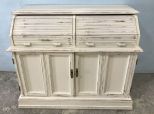White Distressed Painted Roll Top Cabinet