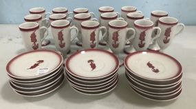 Sterling Vitrified China Flaming Devil Irish Coffee Mugs and Saucers