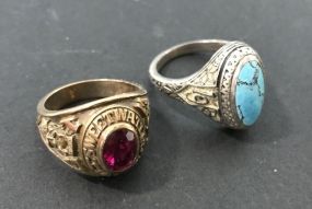 10K Gold Sweetwater Union Class Ring and 1976 Unmark Turquoise Class Ring