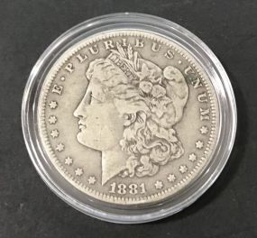 1881 Morgan Silver Dollar 0 Mark