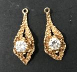 Pair of Marked 14K Gold Dangle Diamond Earrings