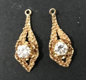 Pair of Marked 14K Gold Dangle Diamond Earrings