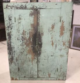 Antique Primitive Two Door Green Cabinet