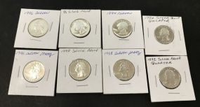 Eight Silver Proof Quarters