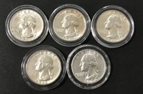 Five 1950's-1960's Silver Quarters