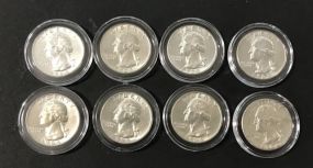 Eight 1963-64 Silver Quarters