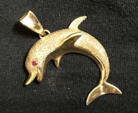 Marked 14K Gold Dolphin Pendant