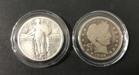 1898 Barber Quarter and 1927  Standing Liberty Quarter