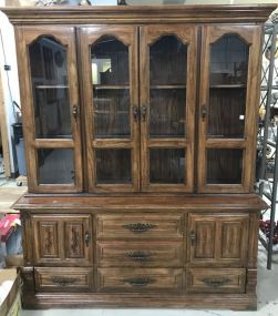 Late 20th Century Oak China Cabinet