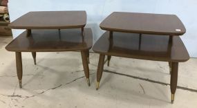 Pair of Mid Century Modern Two Tier Lamp Tables