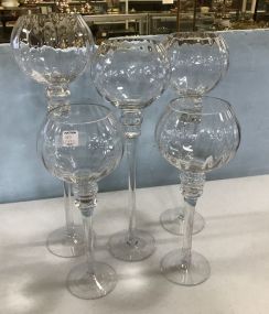 Five Tall Decorative Clear Glass Stems