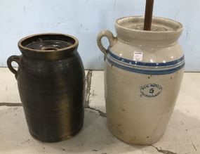 Two Stoneware Butter Churns