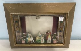 Decorative Shadow Box with Porcelain Figurines